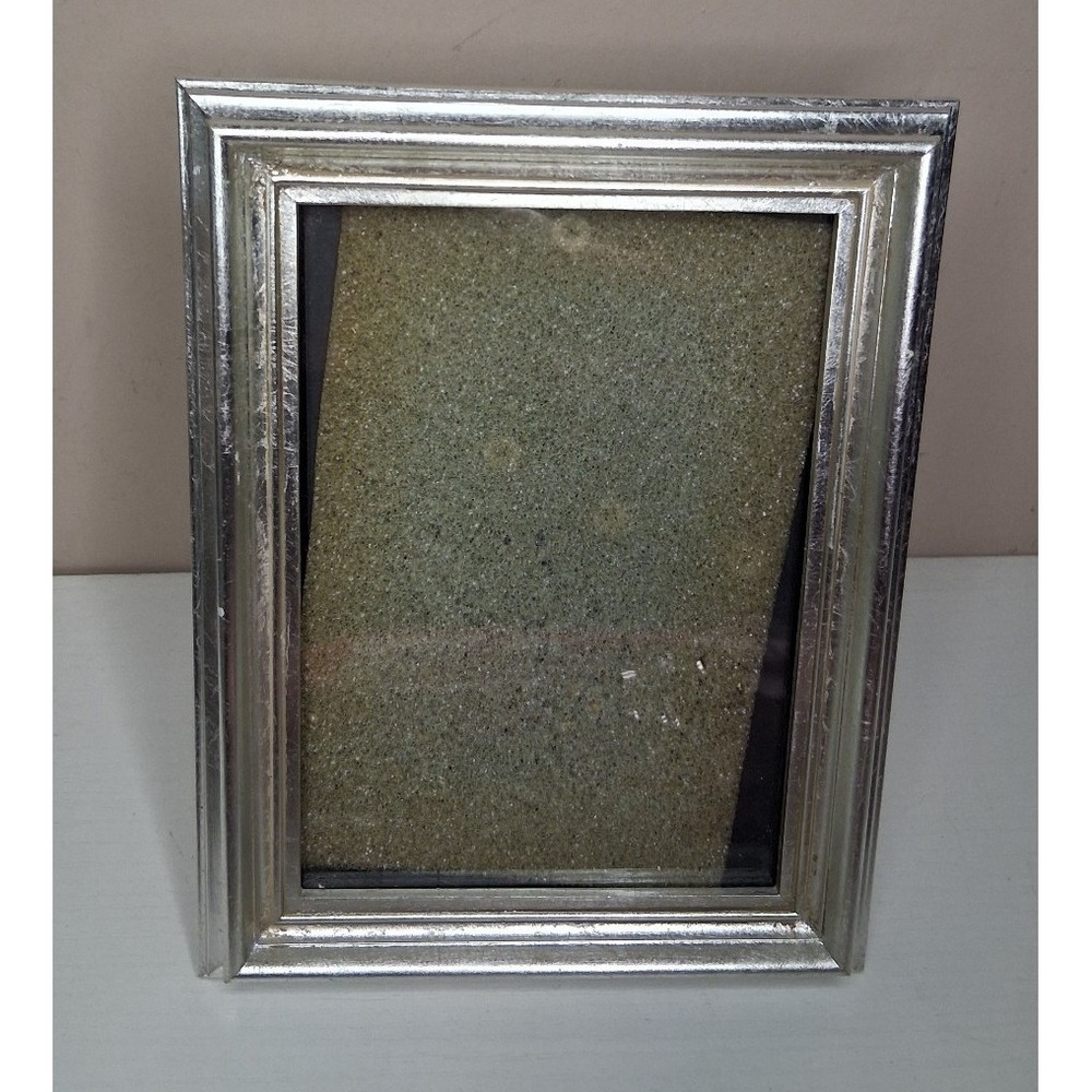 Silver Tone Picture Frame 3.5 x 4 Small Metal Frame Easel Back